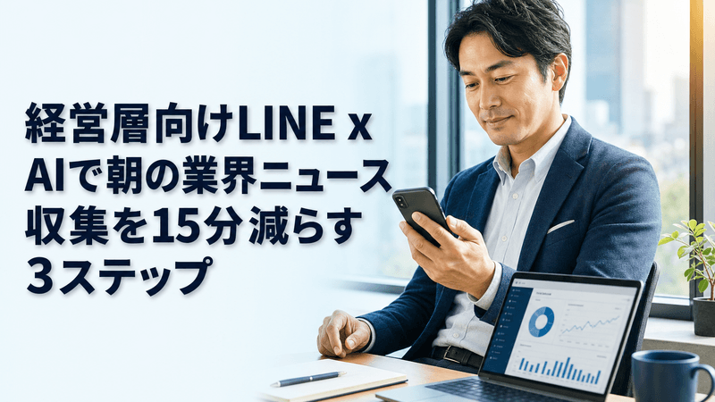 経営層向けLINE x AIで朝の業界ニュース収集を15分減らす3ステップ